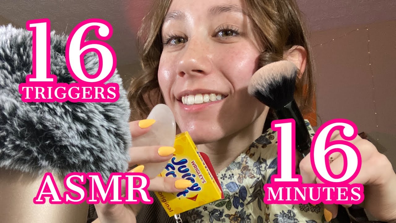 ASMR | 16 triggers in 16 minutes!! +mouth sounds +tapping +beeswax +fish bowl +brushing +fast