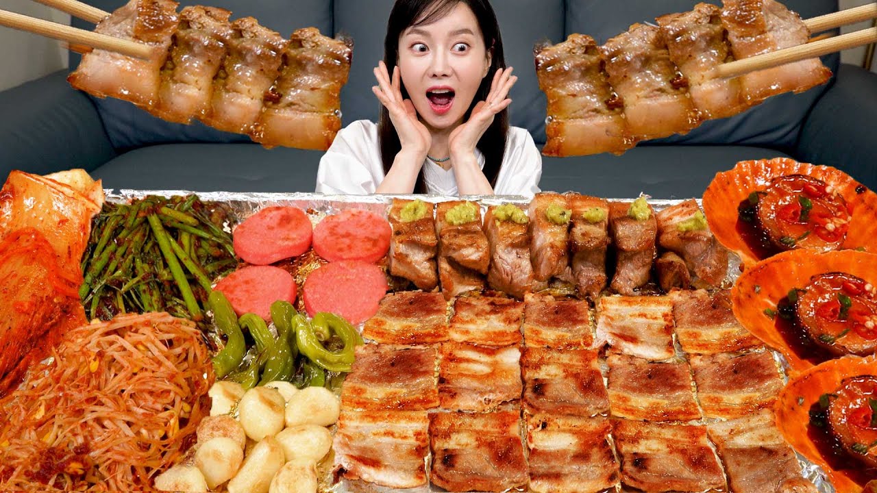 노릇노릇 삼겹살 ❤ 통김치에 불닭 가리비 먹방! (ft. 볶음밥 까지) Samgyeopsal Korean Pork Belly Seafood Mukbang ASMR Ssoyoung