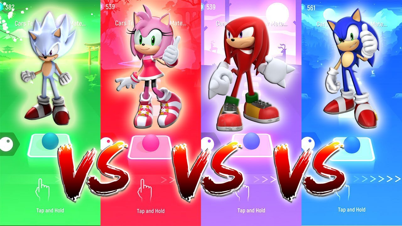 Hedgehog Silver vs Amy Rose vs Battleship Mighty vs Sonic the Hedgehog | Tiles Hop EDM Rush