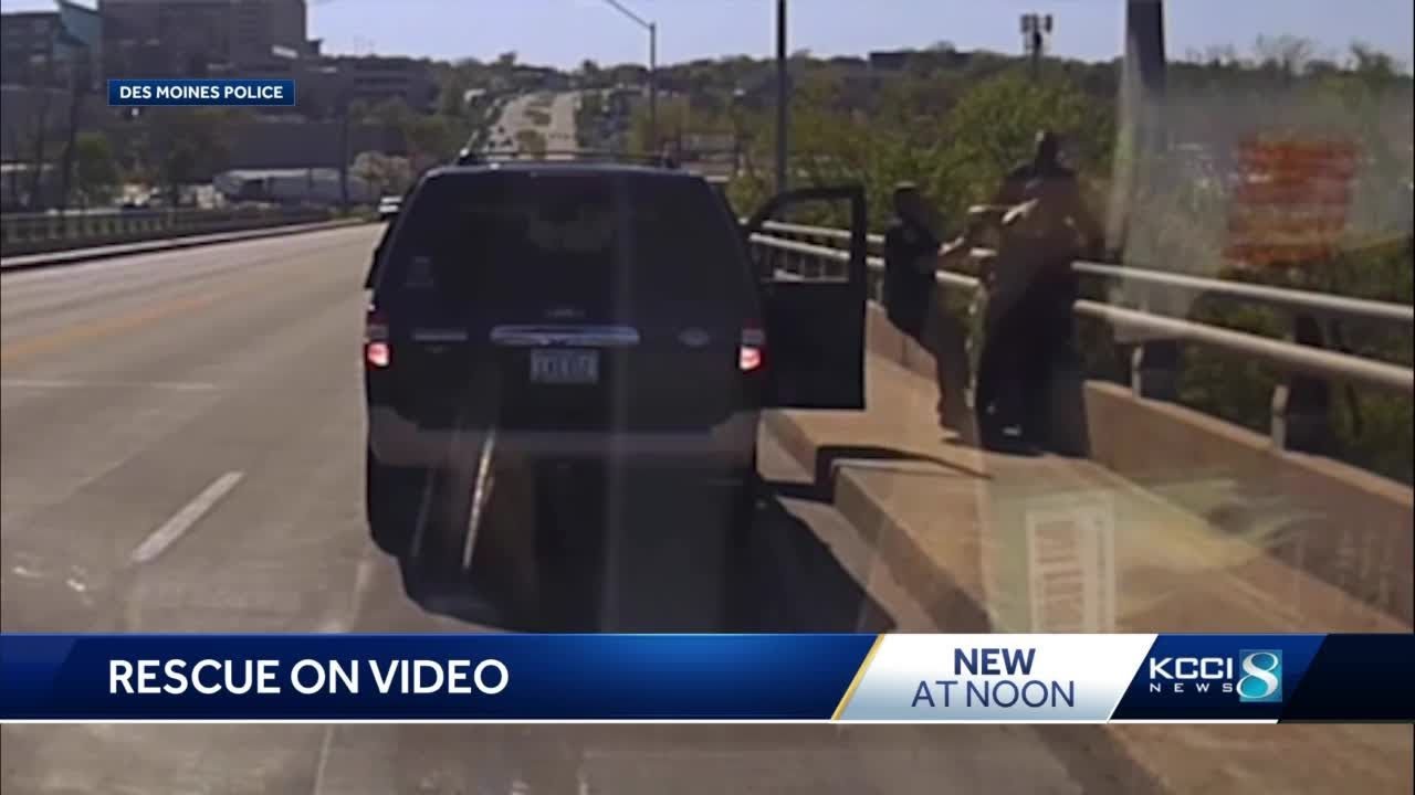 Video captures Des Moines police officers stopping man from jumping off bridge