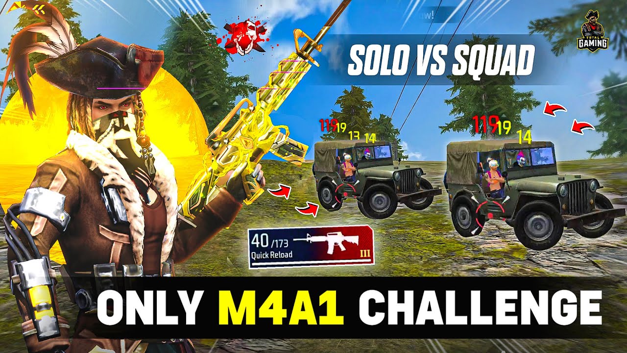 ONLY M4A1 CHALLENGE IN SOLO VS SQUAD | GARENA FREE FIRE