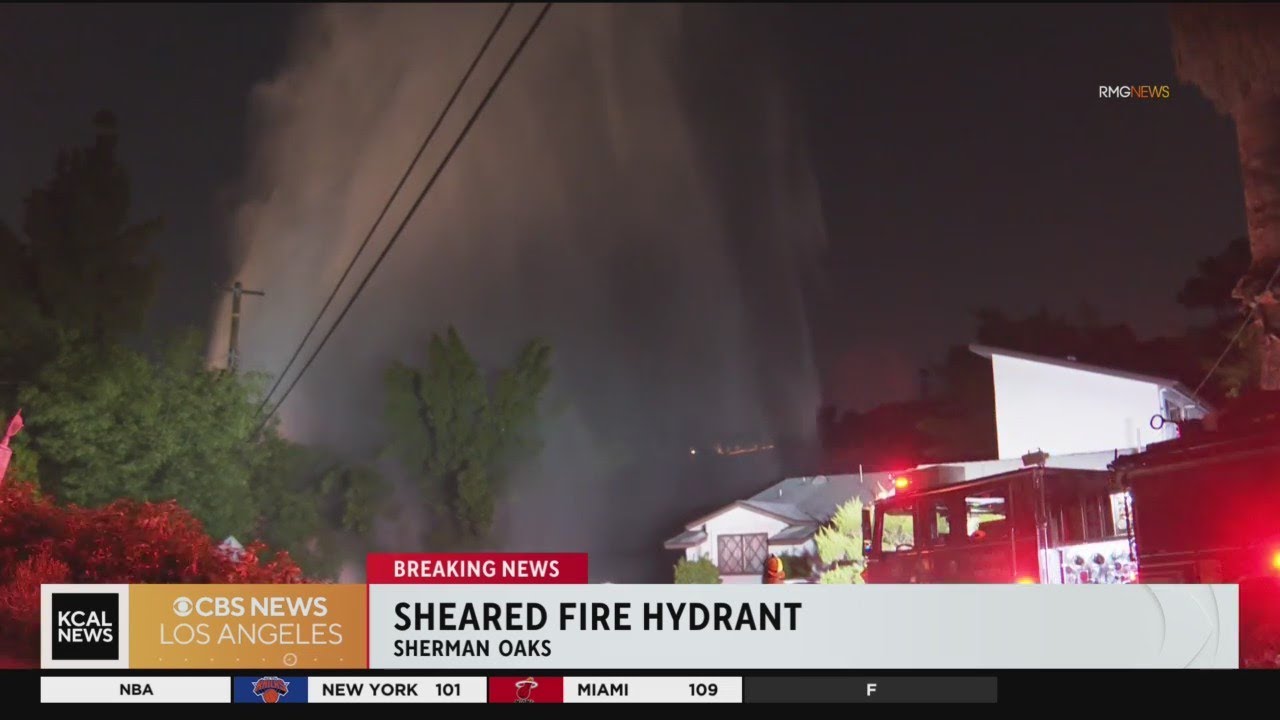 Sherman Oaks sheared hydrant shuts down street, floods homes