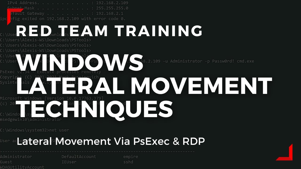 Windows Red Team Lateral Movement Techniques - PsExec & RDP