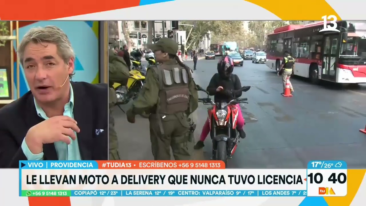 Fiscalización a motos y automóviles en Providencia. Tu Día, Canal 13