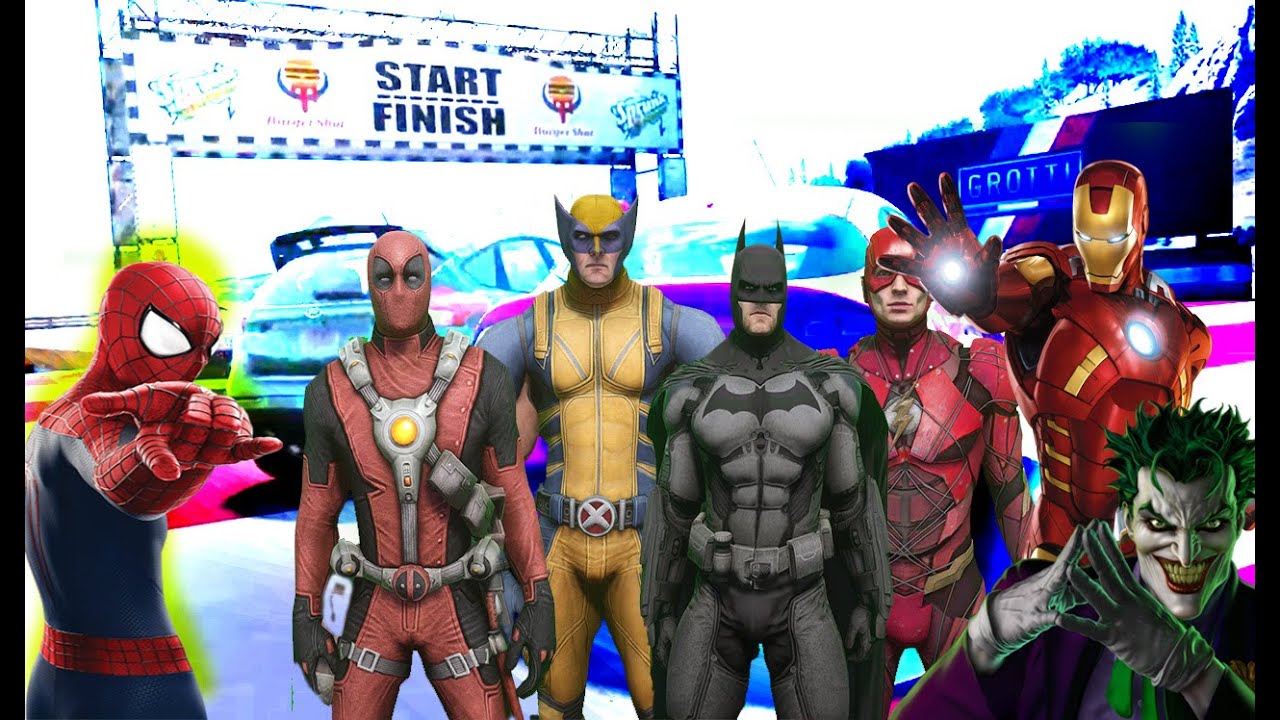 SUPER HEROES RACING IN THE RACE MAP WITH THE FORD CARS