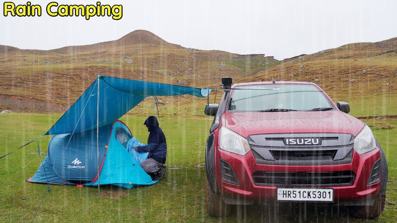 Solo Camping in Rain with Cozy sleeping Setup | Truck Camping in India | Isuzu