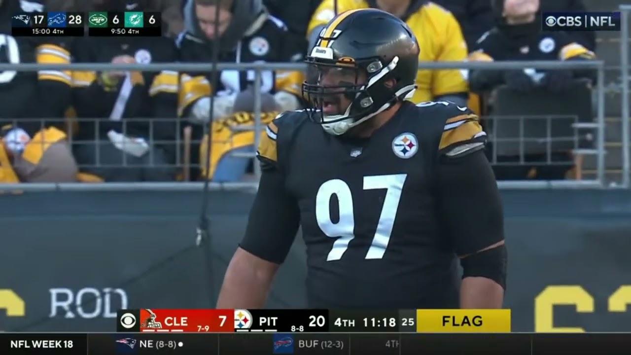 Cam Heyward hits the griddy then gets called for horrible roughing the passer penalty