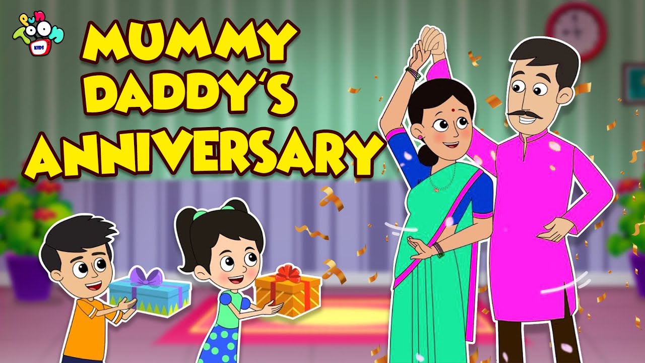 MOM DAD ANNIVERSARY | Gattu chinki and Mom Dad | English Cartoon | Moral Stories | PunToon Kids