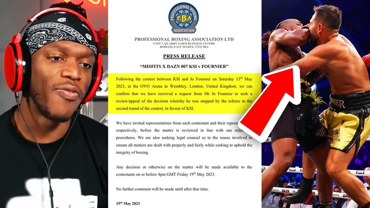 KSI Responds To Elbow Knockout Appeal By Joe Fournier