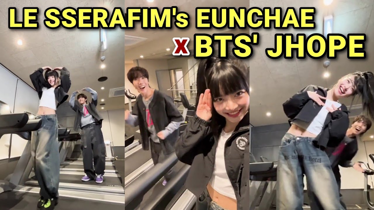 BTS Jhope & Le Sserafim's Eunchae do the On The Street dance challenge on a treadmill! 2023